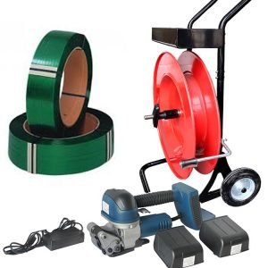 Ensemble cercleuse sur batterie feuillard PET, dévidoir, batterie, chargeur