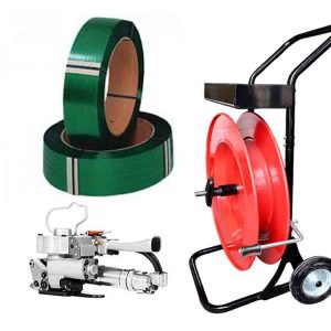 Kit de cerclage pneumatique AIR19 13-19 mm PET/PP avec feuillard PET 15,5 mm, chariot de cerclage