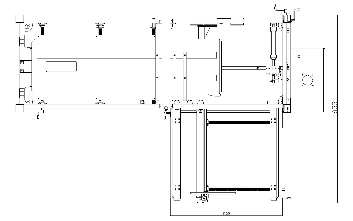 Formeuse de caisses AUTOBOX - Plan d’implantation avec table de travail inclinée